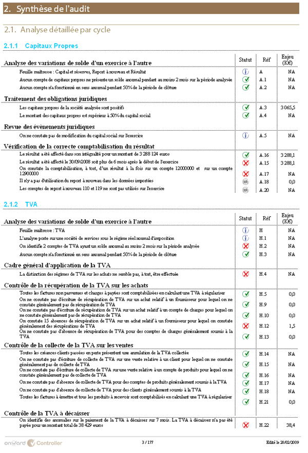 Feuille de travail audit excel